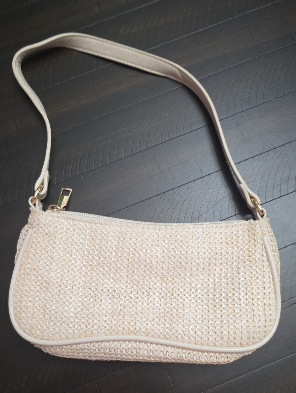 Cream Woven Shoulder Bag